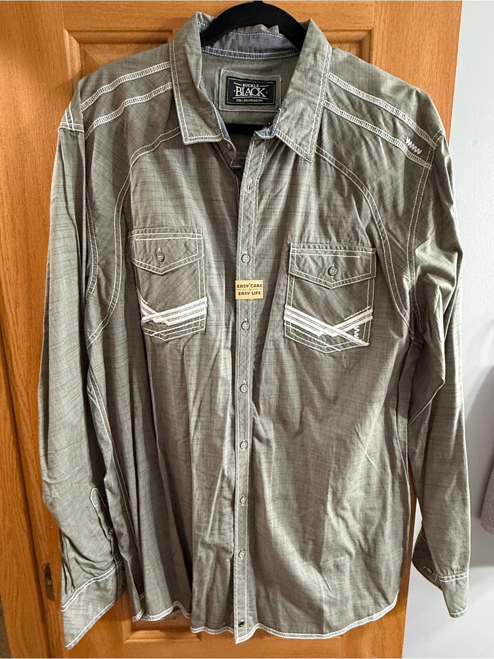 Buckle Black Label Men’s Olive Green Long-Sleeve Shirt